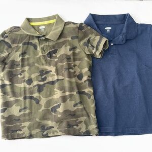 OLD NAVY Boys Small 6-7 2pc Pique Short Sleeve Polo Bundle Camo Blue QQ11